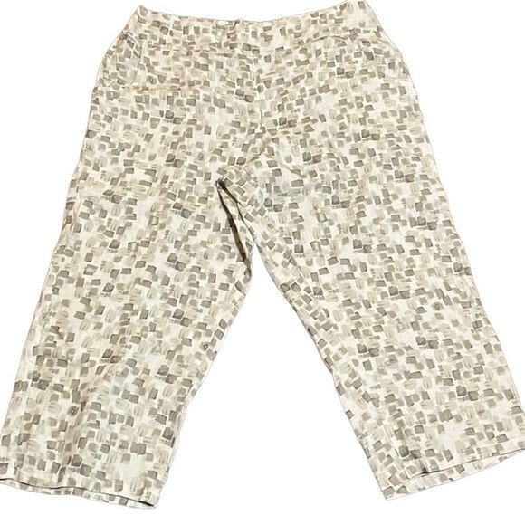 CMC‎ womens pants S 100% linen crop green Lagenlook Breathable Bohemian Timeless - Picture 1 of 8
